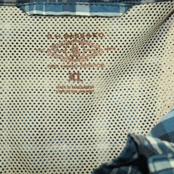 G.H. Bass Plaid Short Sleeve Button Down Shirt Blue Men's Size XL - Picture 3 of 5